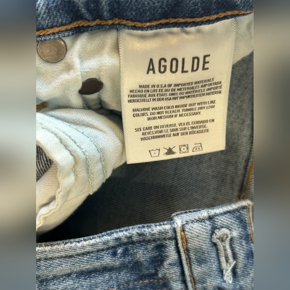 Classic AGOLDE Toni Mid Rise Straight Blue Jeans - Picture 6 of 7